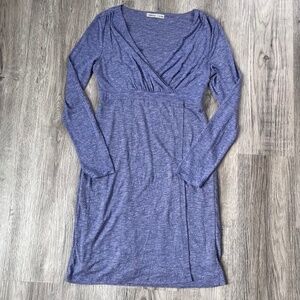 Athleta Heather Purple blue Wrap It Up Long Sleeve Dress Size Small